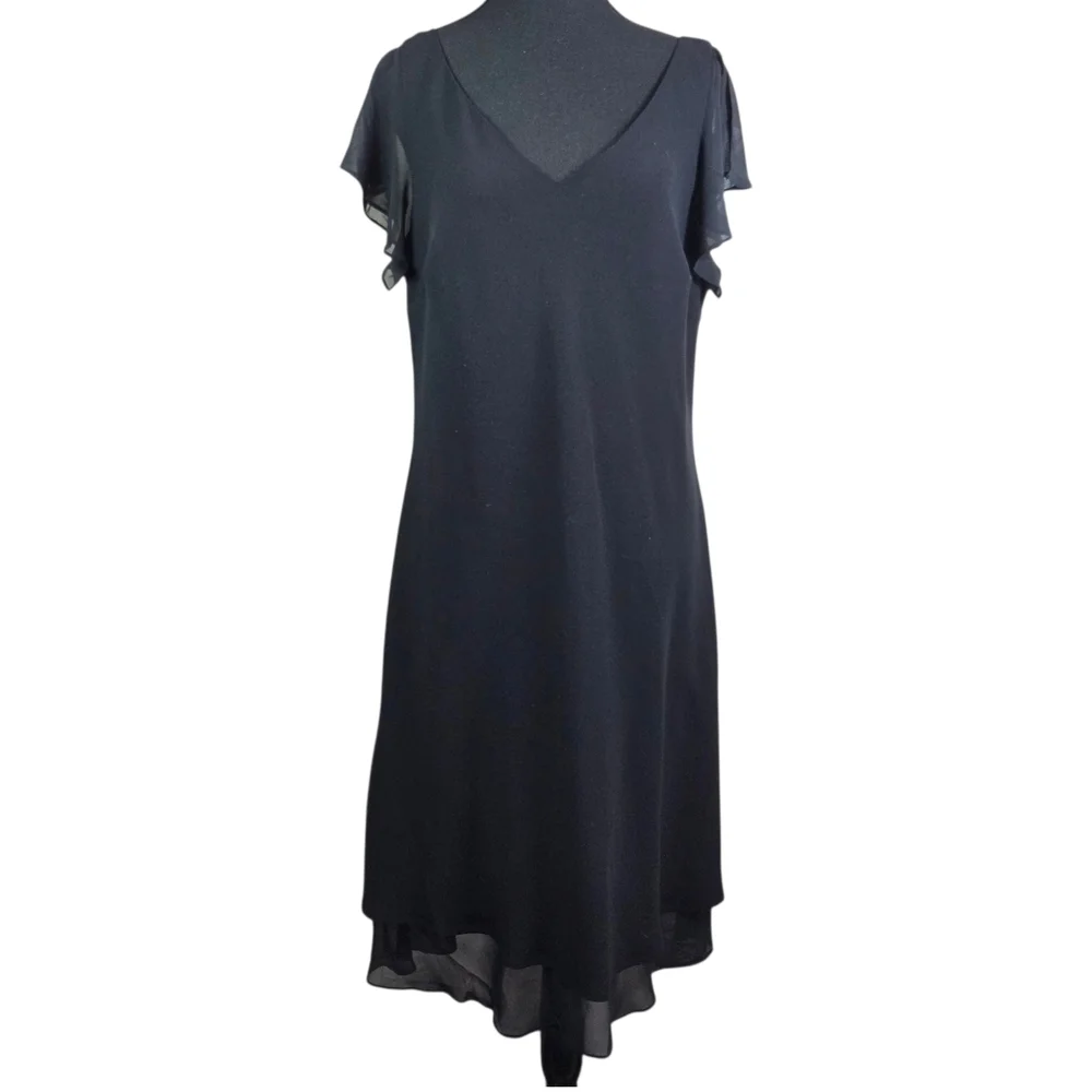 Jessica Black V-Neck Dress With Fluttery Sleeves Size 18 - Picture 2 of 7